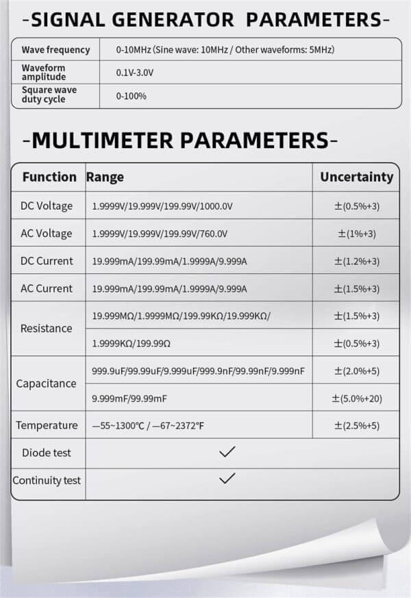FNIRSI 2C53P 3-IN-1 Dual Channel Tablet Oscilloscope Multimeter Function Generator - obrazek 11
