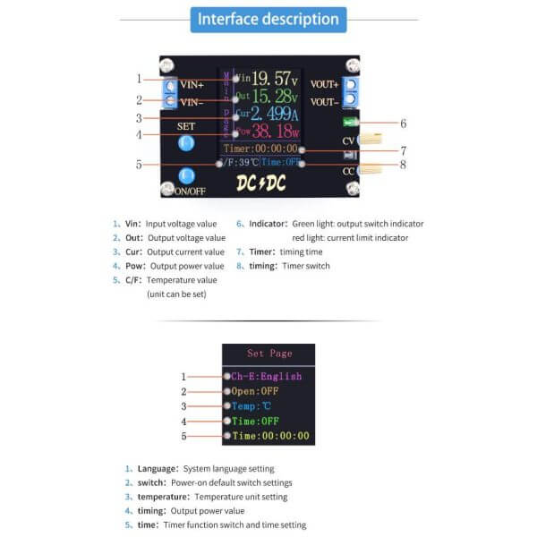 FNIRSI DC DC Automatic Boost/Buck Converter CC CV Power Module - obrazek 6