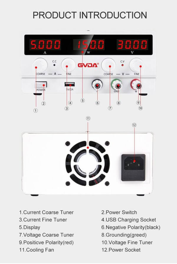 GVDA USB DC Regulated Switching Power Supply Adjustable SPS-H305 / SPS-H605 / SPS-H3010 - Image 7