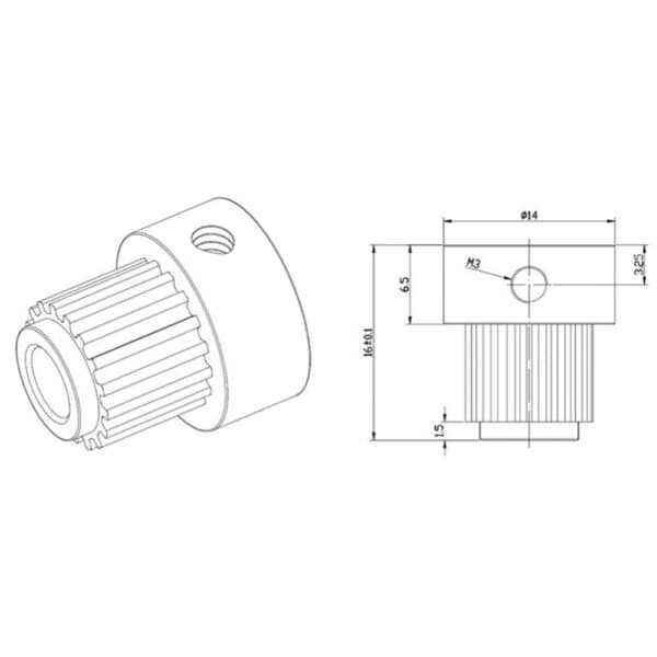 PULLEY_RLA20-2GT-6-C-P5-H16_No flange