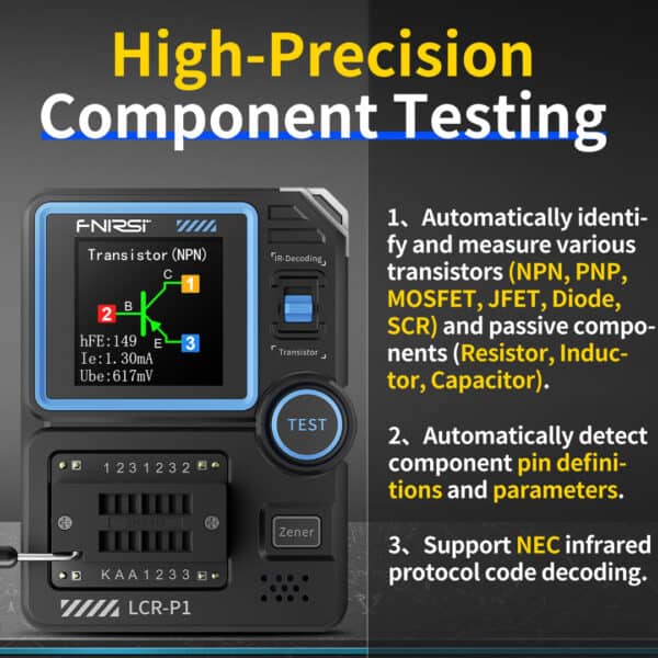 FNIRSI LCR-P1 Multifunction Transistor Capacitor Tester - Image 8