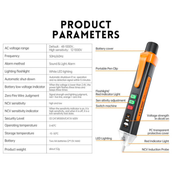 FNIRSI TP10 Smart Non-Contact Voltage Tester - Image 8