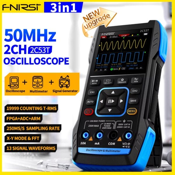 FNIRSI 2C53T Upgraded 3-IN-1 Oscilloscope Multimeter Signal Generator - obrazek 2